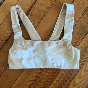 Offline by Aerie Tan and White Marble Print Bralette - Size XXS
